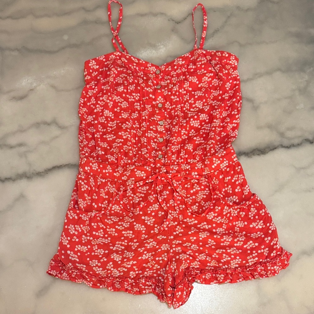 Free People Red Floral Romper